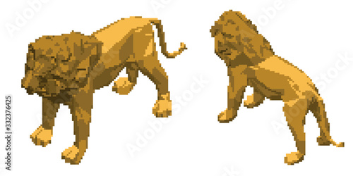 Pixelated lion. Pixel Art 3...