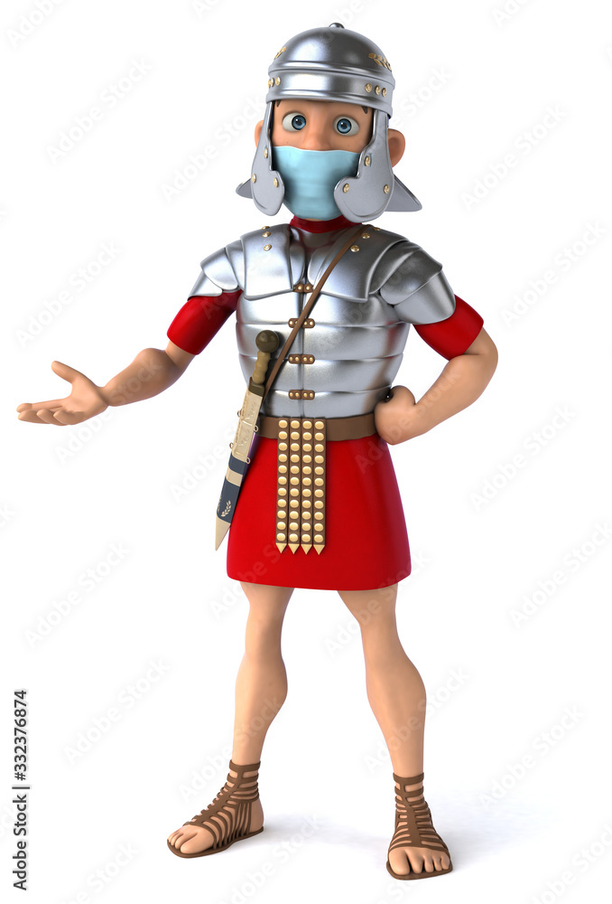 3D illustration of a cartoon character with a mask