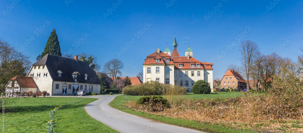 Panorama of the castle and garden of Freckenhorst, Germany