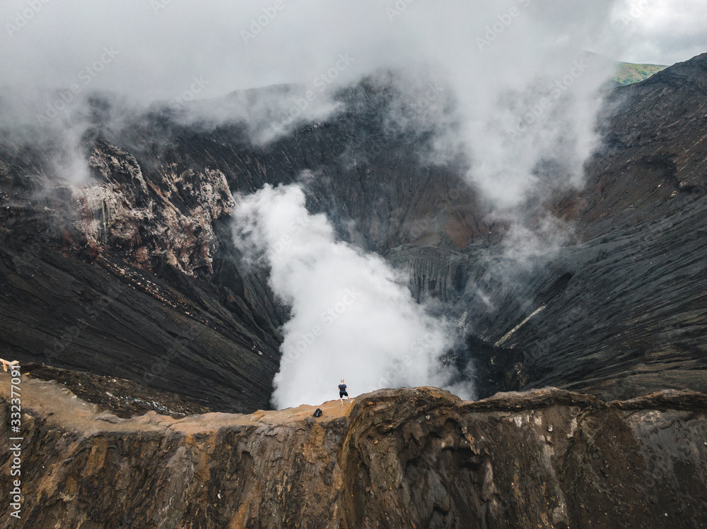 Mount Bromo vulcano drone shot