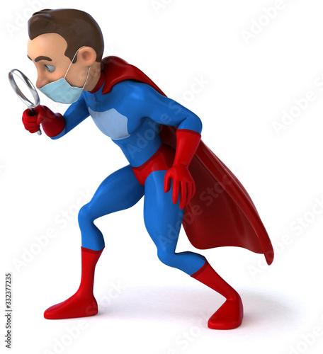 3D illustration of a cartoon character with a mask