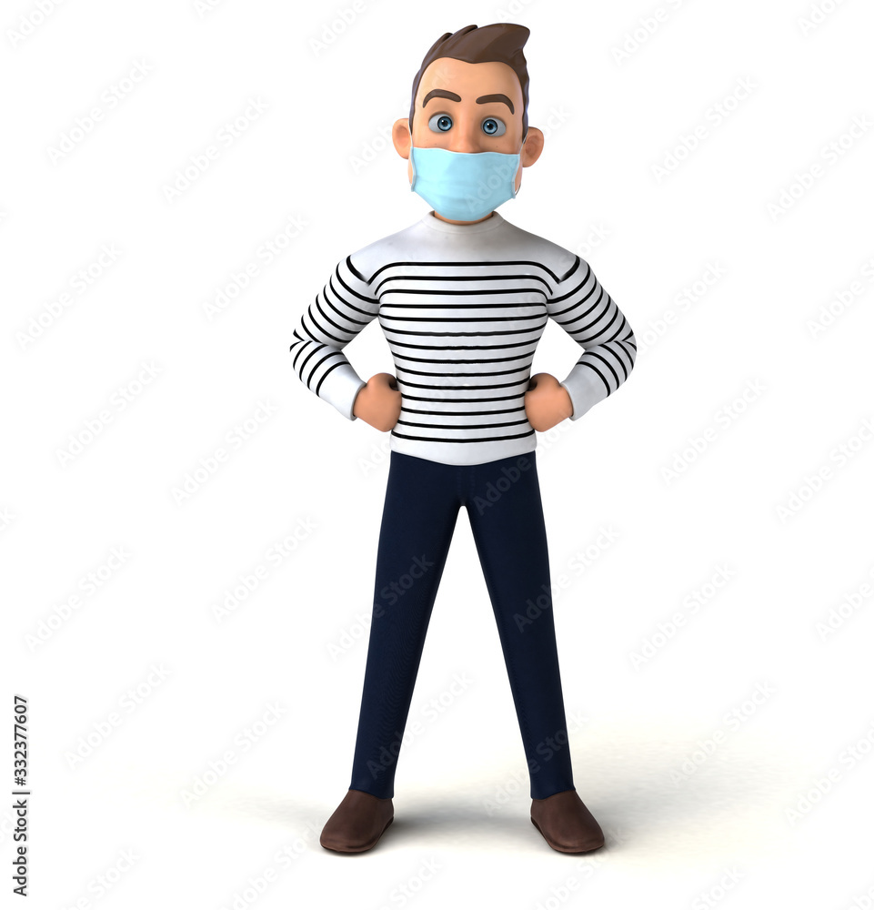 3D illustration of a cartoon character with a mask 3D illustration of a cartoon character with a mask