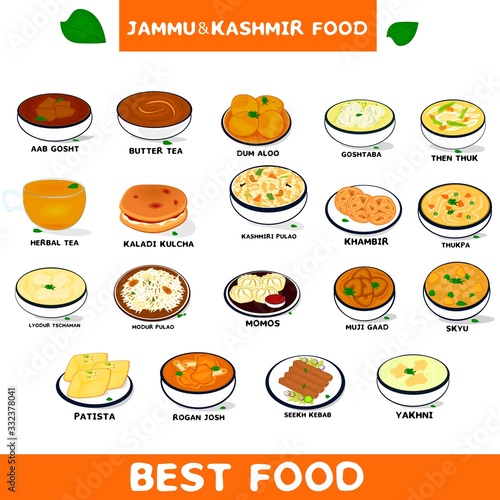 Jammu and kashmir food or Kashmiri Food Vector