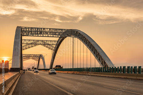 Fototapeta Naklejka Na Ścianę i Meble -  the night of modern bridge,