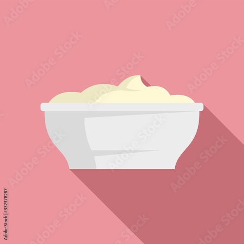 Mayonnaise bowl icon. Flat illustration of mayonnaise bowl vector icon for web design