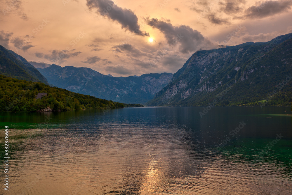 View of scenic Bohinj lake, Slovenia