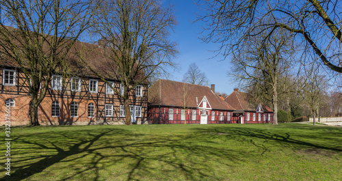 Panorama of historic houses in Rheda-Wiedenbruck, Germany photo