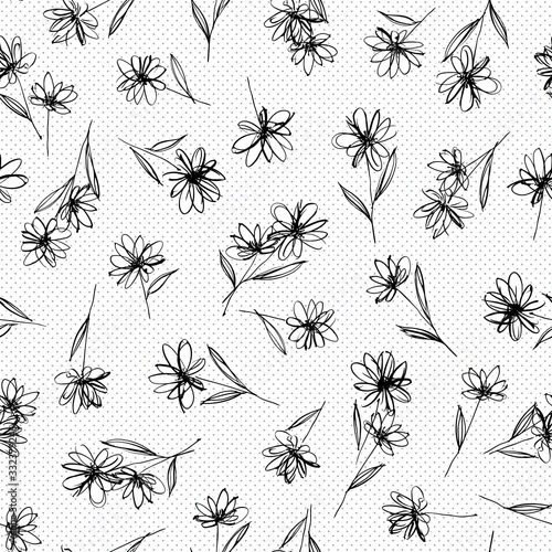 Seamless pattern material of an abstract flower,