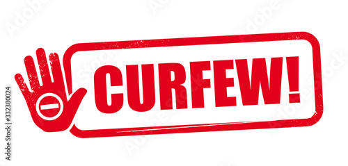 curfew red rubber stamp vector