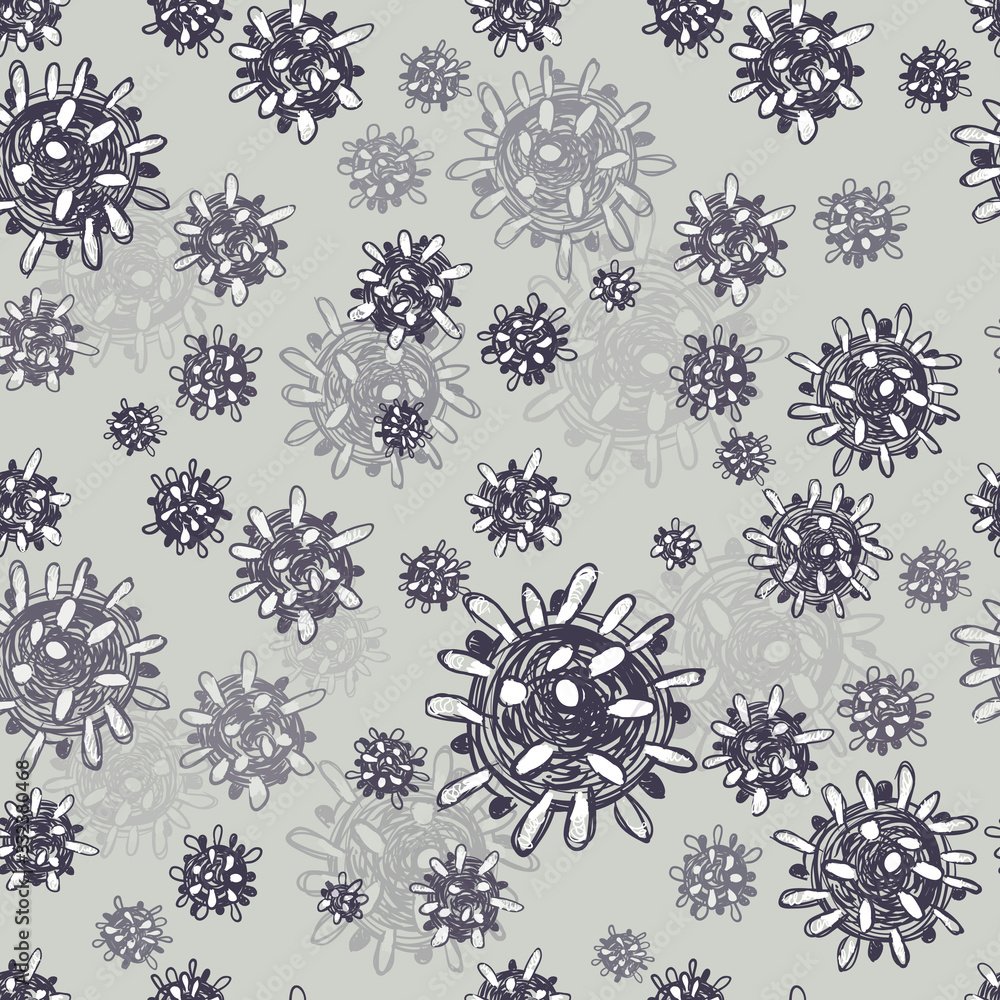 Seamless pattern. Viruses. Coronavirus. Pandemic, quarantine, flu. Seamless pattern. Viruses. Coronavirus. Pandemic, quarantine, flu.