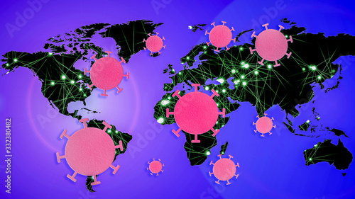 Abstract world map with glowing lines