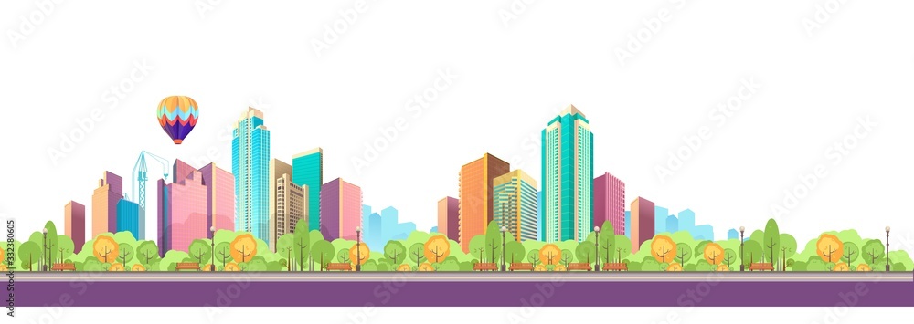 Naklejka premium City landscape horizontal day vector banner