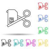 Deactivation sim card scissors multi color set icon. Simple thin line, outline of telecommunication icons for ui and ux, website or mobile application
