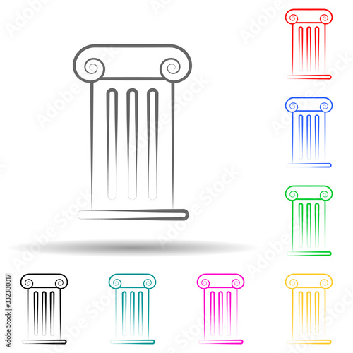 Column multi color set icon. Simple thin line, outline of theatre icons for ui and ux, website or mobile application
