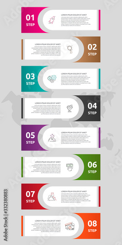 Vector template labels infographics. Business concept with 8 options and labels. Eight steps for graph, diagrams, slideshow