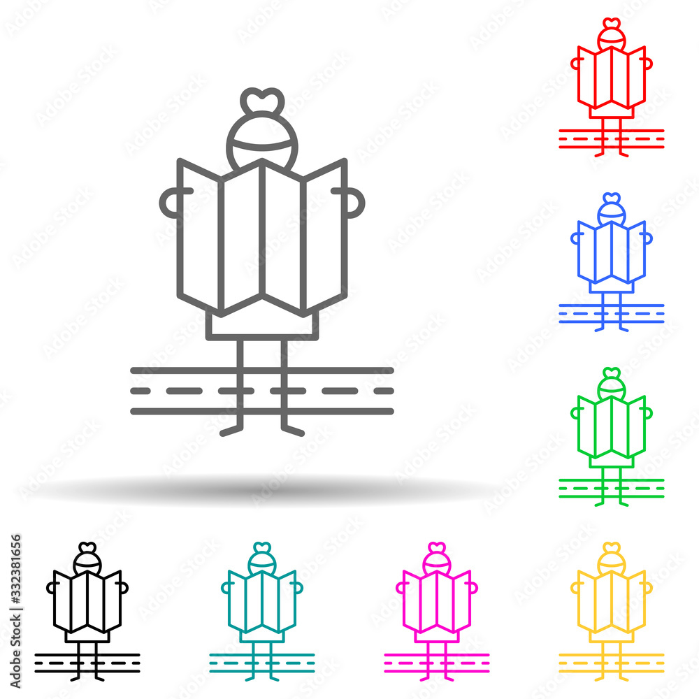 Tourist, map multi color set icon. Simple thin line, outline of travel icons for ui and ux, website or mobile application Tourist, map multi color set icon. Simple thin line, outline of travel icons for ui and ux, website or mobile application