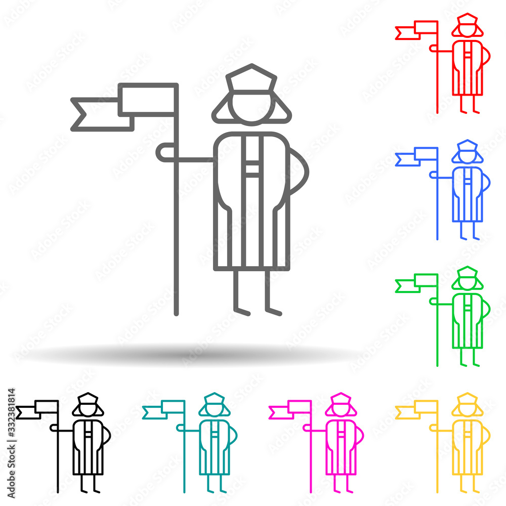 Obraz premium Christopher columbus, spanish multi color set icon. Simple thin line, outline of travel icons for ui and ux, website or mobile application