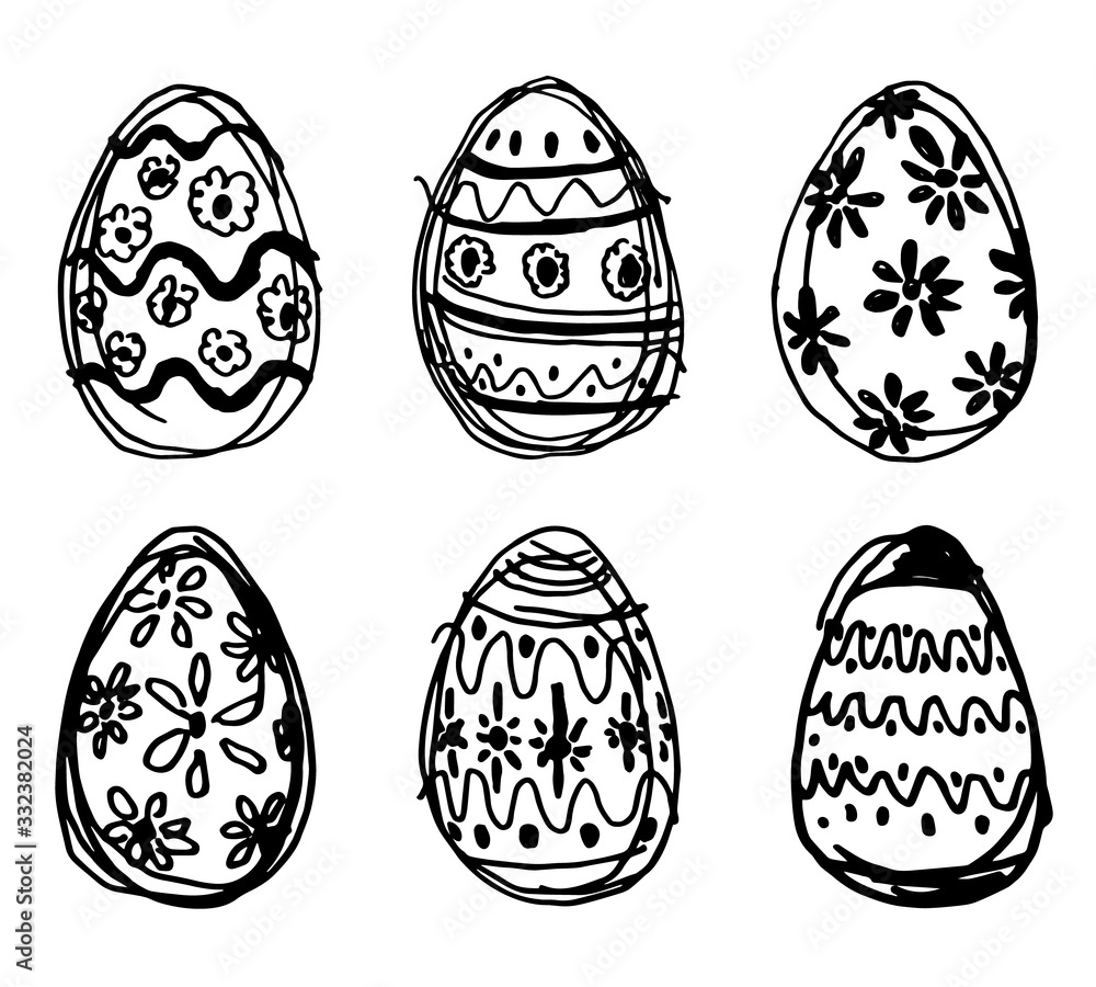 set of hand drawn easter eggs sketches set of hand drawn easter eggs sketches