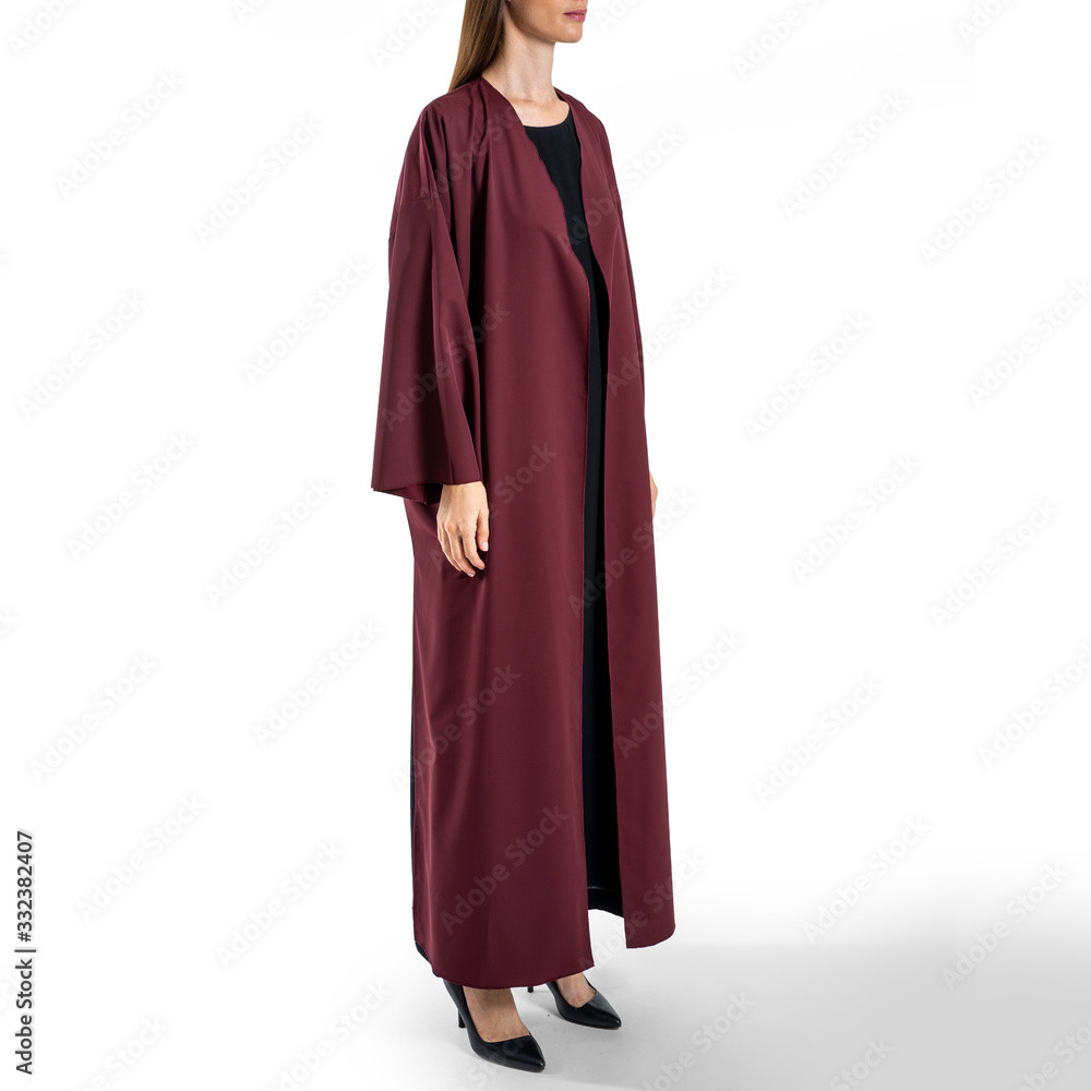 Arabic Muslim woman in a stylish abaya, in white background - Image
