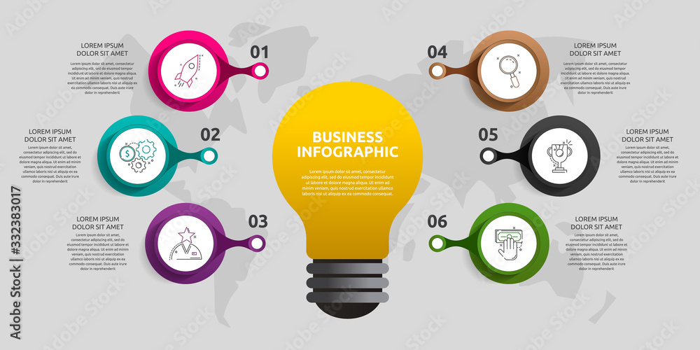 Vetor de Modern vector light bulb infographics. Business template with ...