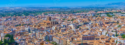 Aerial cityscape of Granada, Spain