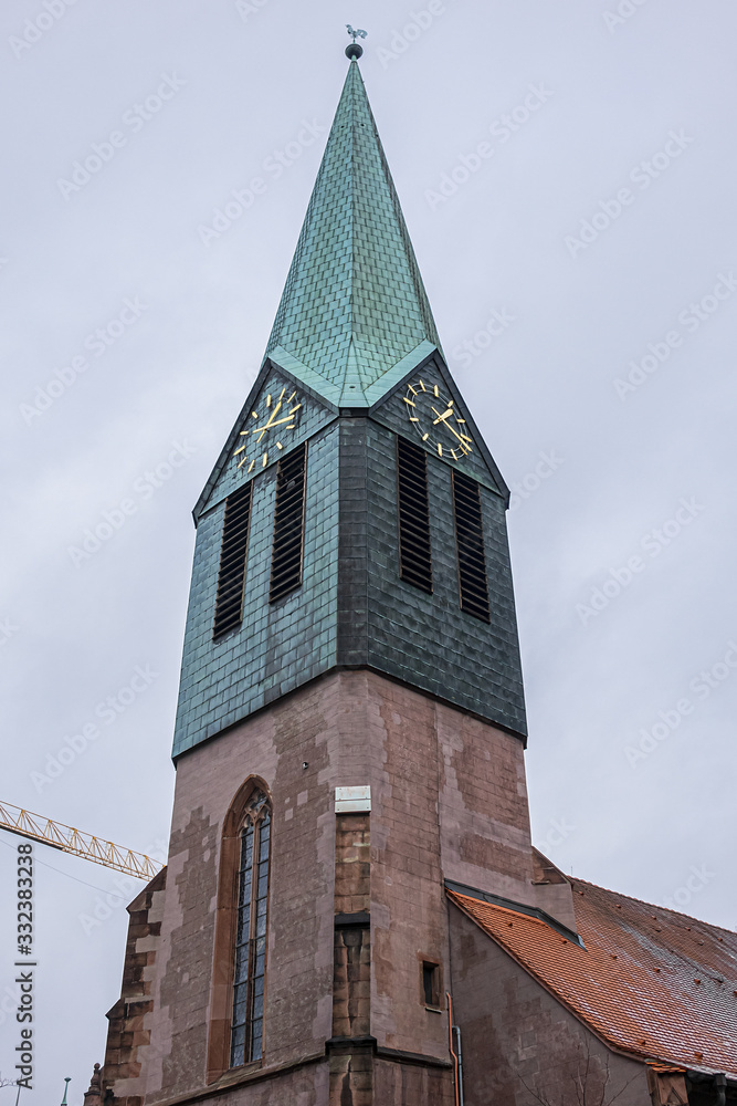 Fototapeta premium St. Peter's Church (Peterskirche) is the oldest church in Heidelberg, and built during the 12th century. Heidelberg, Baden-Wurttemberg, Germany.