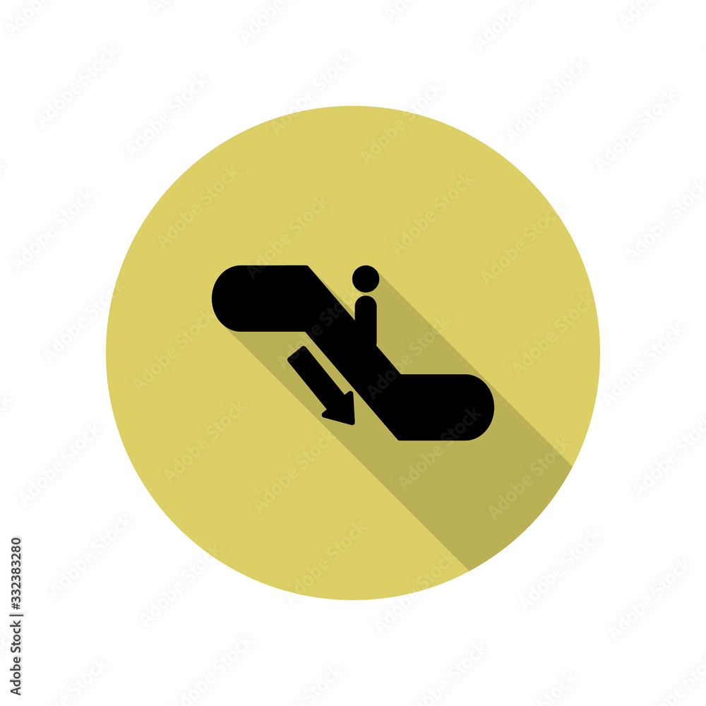 the sign of the escalator is lowered long shadow icon. Simple glyph, flat vector of Airport icons for ui and ux, website or mobile application the sign of the escalator is lowered long shadow icon. Simple glyph, flat vector of Airport icons for ui and ux, website or mobile application
