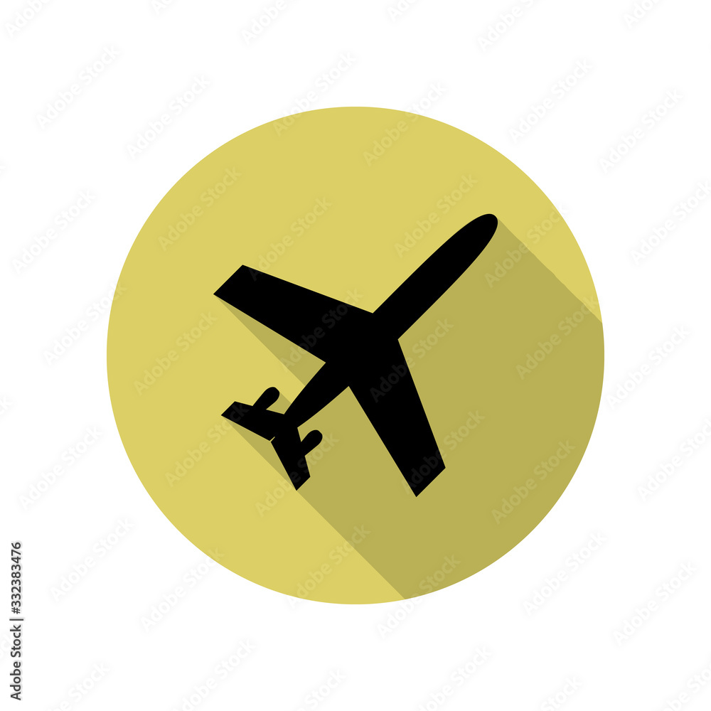 plane view from above long shadow icon. Simple glyph, flat vector of Airport icons for ui and ux, website or mobile application