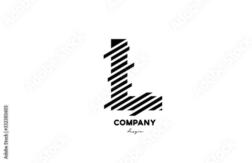 black and white L alphabet letter logo design icon for company and business