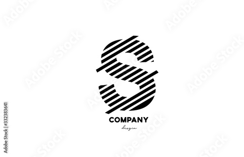 black and white S alphabet letter logo design icon for company and business