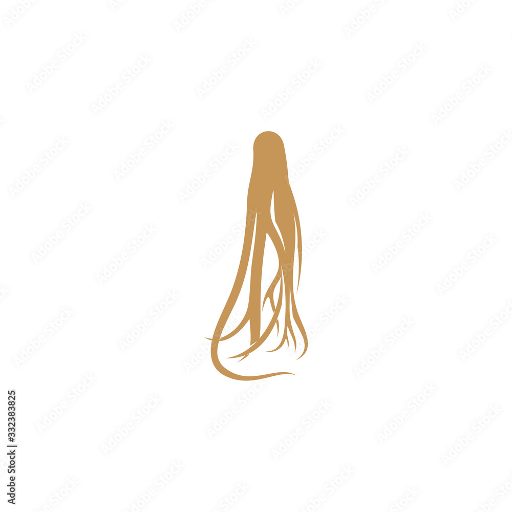 Ginseng logo design vector template. Ginseng root on white background Ginseng logo design vector template. Ginseng root on white background
