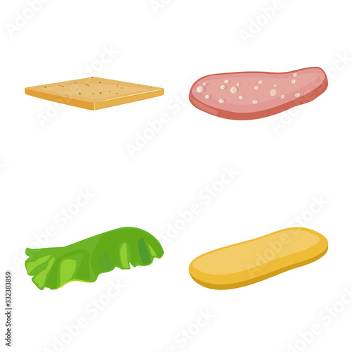 Vector illustration of sandwich and snack logo. Set of sandwich and fastfood stock symbol for web.