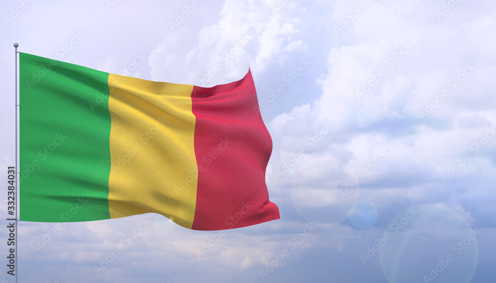 Waving flags of the world - flag of Mali. 3D illustration. Waving flags of the world - flag of Mali. 3D illustration.