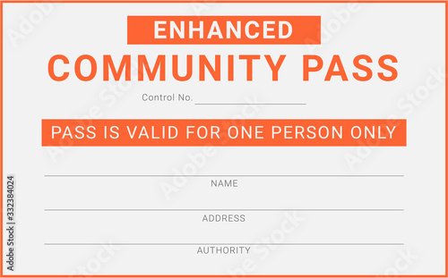 Personal quarantine pass. One person permission document to go out during the restriction measures.