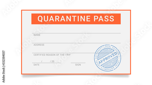 Personal quarantine pass. Permission document for one person to go out during the epidemic restriction measures.