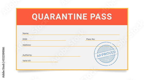 Personal quarantine pass. Permission document for one person to go out during the epidemic restriction measures.