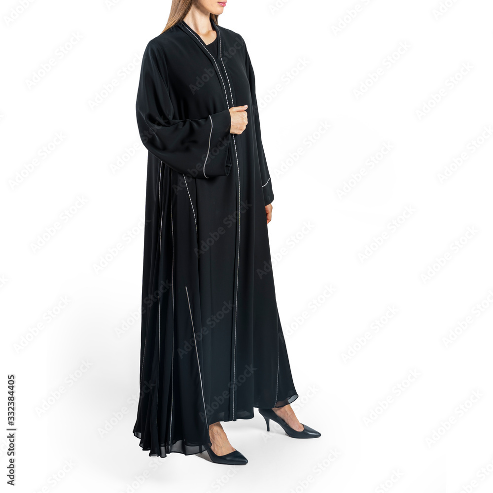 arabic muslim woman in stylish abaya, in white background - Image