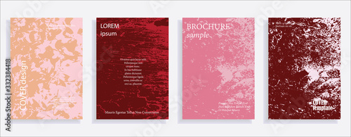 Minimalistic cover design templates. Set of layouts for covers of books, albums, notebooks, reports, magazines. Vintage texture gradient effect, flat modern abstract design. Grunge mock-up texture
