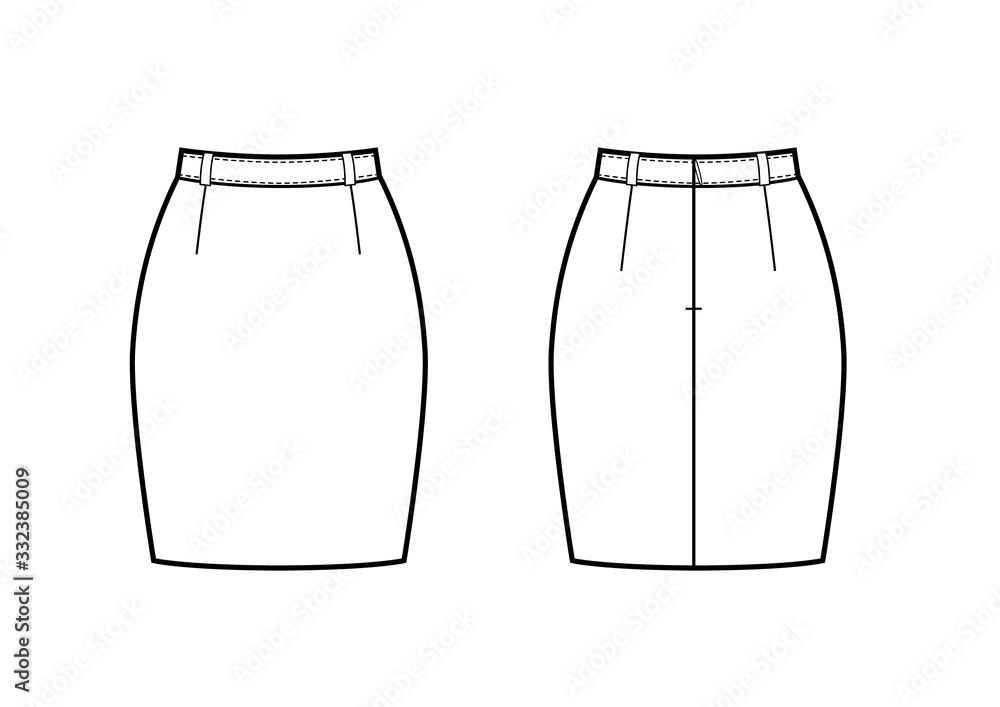 Pencil Skirt Fashion Vector Sketch Stock Illustration  Illustration of  skirt girl 188257367
