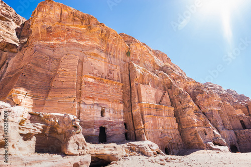 Caves in lost city of world wonder Petra, Jordan.