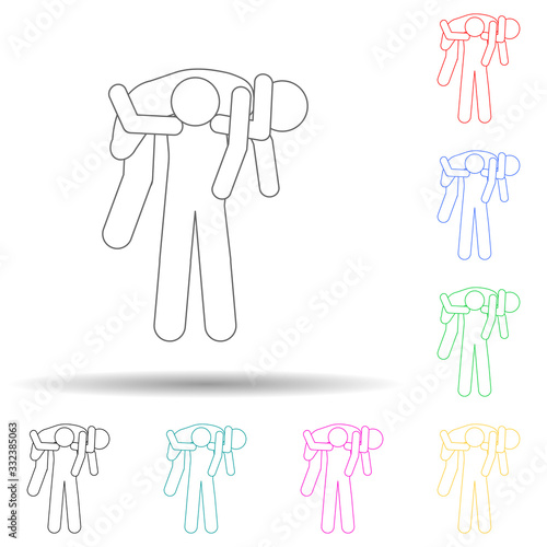 Military helps a wounded man multi color set icon. Simple thin line, outline vector of army icons for ui and ux, website or mobile application