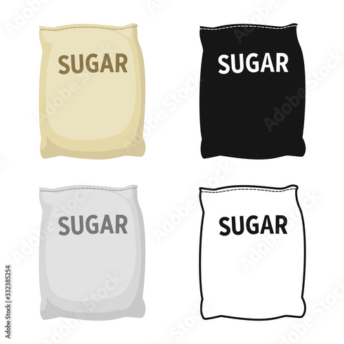 Vector illustration of sugar and bag sign. Web element of sugar and sack stock symbol for web.