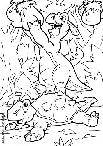 Fototapeta Naklejka Na Ścianę i Meble -  Coloring book for children with a dinosaur