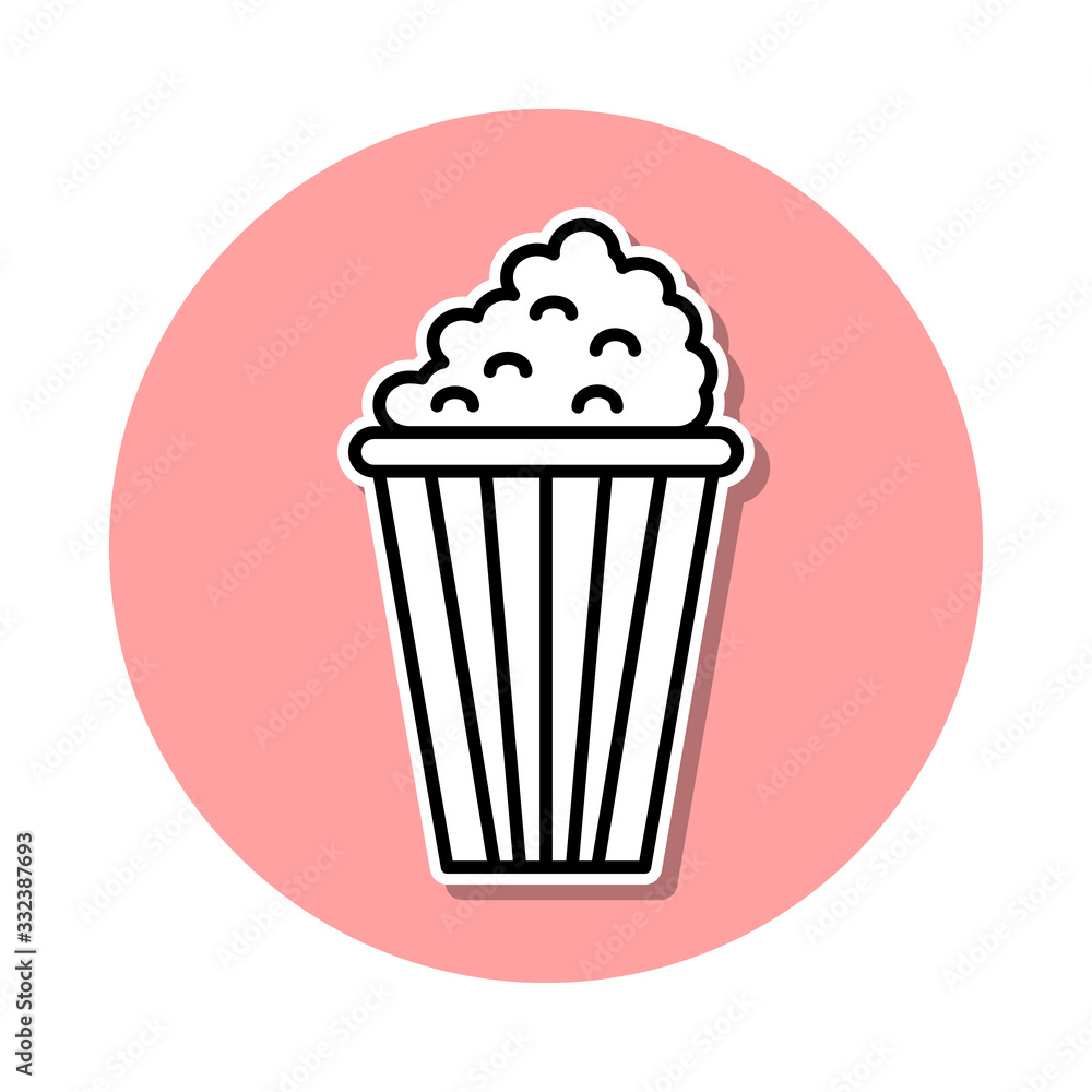 pop corn sticker icon. Simple thin line, outline vector of cinema icons for ui and ux, website or mobile application pop corn sticker icon. Simple thin line, outline vector of cinema icons for ui and ux, website or mobile application