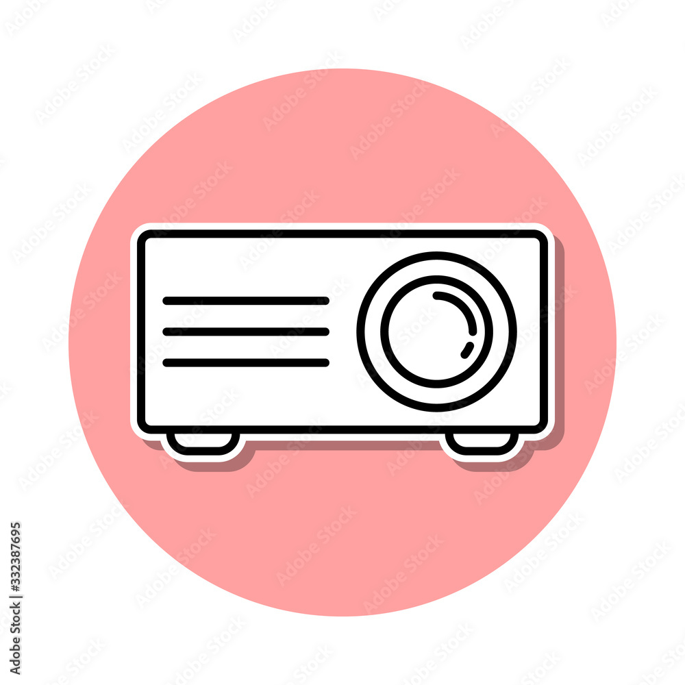 projector sticker icon. Simple thin line, outline vector of cinema ...