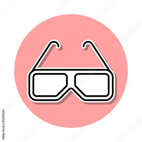 3d glasses sticker icon. Simple thin line, outline vector of cinema icons for ui and ux, website or mobile application