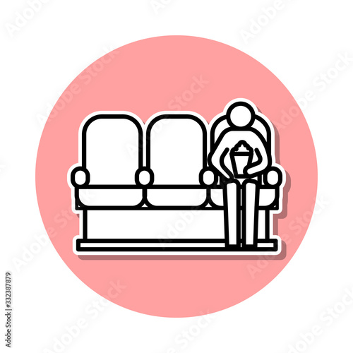 man in cinema seance sticker icon. Simple thin line, outline vector of cinema icons for ui and ux, website or mobile application