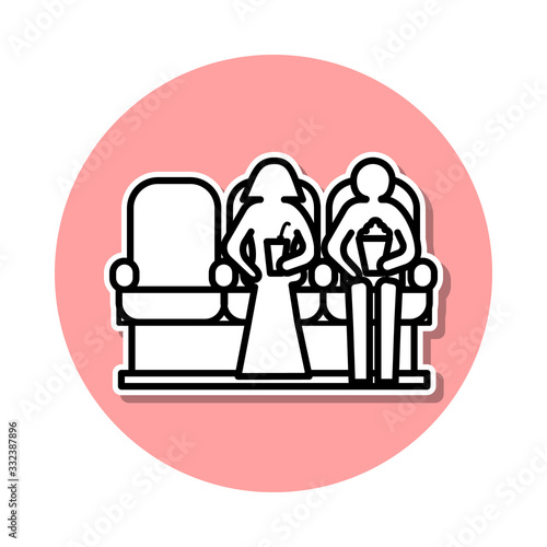 people in cinema seance sticker icon. Simple thin line, outline vector of cinema icons for ui and ux, website or mobile application