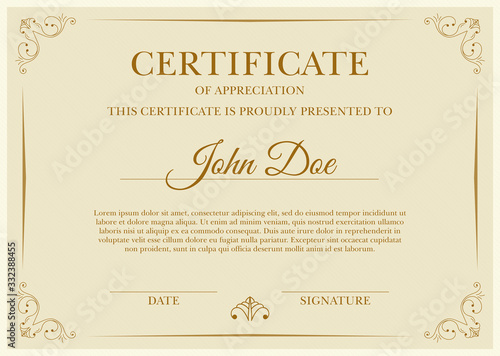 Certificate template in vector for achievement graduation completion