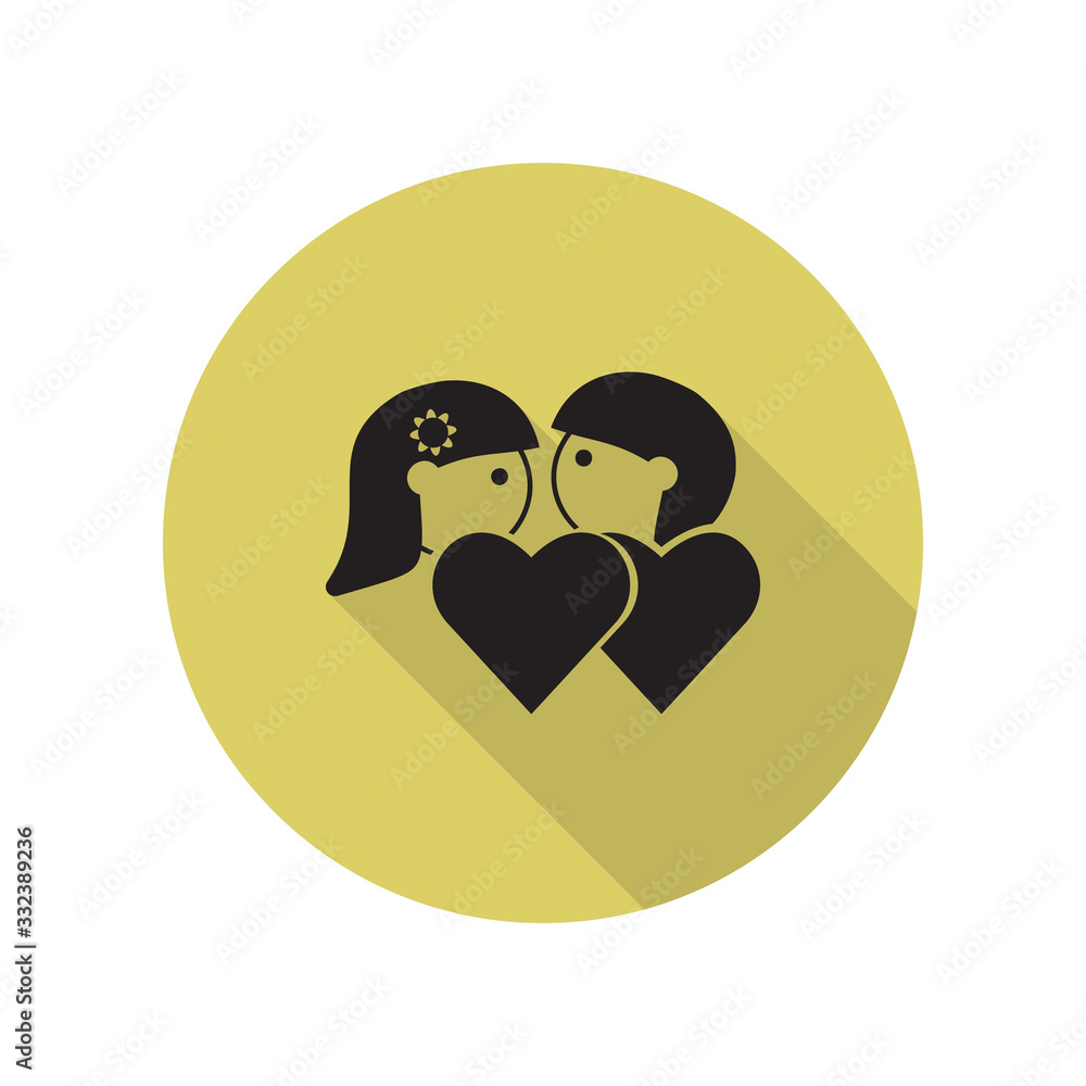 couples in love long shadow icon. Simple glyph, flat vector of FAMILY icons for ui and ux, website or mobile application